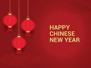 Happy Chinese New Year 2023 In Red Background