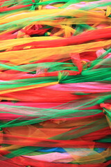 colorful cloth on tree,thai tradition in temple