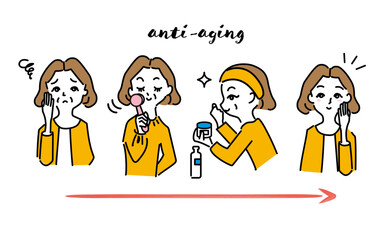 アンチエイジングのため美肌に励む中年女性