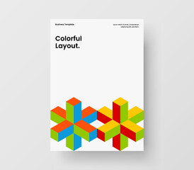 Multicolored geometric pattern placard template. Colorful journal cover design vector concept.