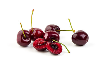 Sweet cherry, isolated on white background. full depth of field.