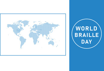 world braille day with white and blue color background poster