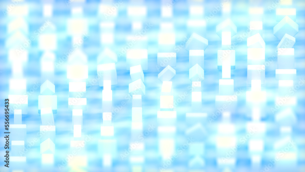 Poster beautiful soft glowing geometric blue blocks - abstract 3d rendering