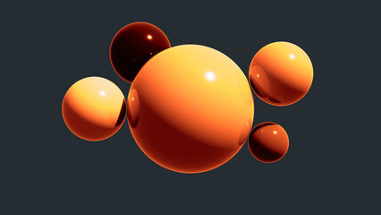 Glossy Sphere's Floating Abstract background 3d illustration