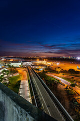 Fototapeta premium airport sunset over bay