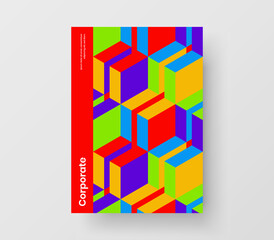 Creative corporate brochure design vector illustration. Clean geometric pattern presentation layout.