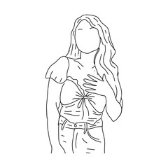 teen line art drawing vector illustration