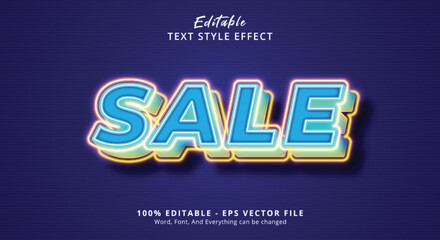 Editable text effect, Sale text on glow neon style