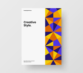 Bright corporate brochure vector design template. Creative geometric hexagons postcard concept.