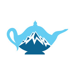 Kettle Mountain logo concept design.  Mountain Teapot logo vector.