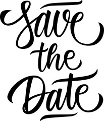 Save the Date hand lettering. Creative typography for wedding day, anniversary or love card graphic design. PNG file.