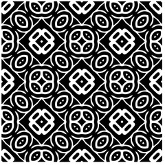 Vector pattern in geometric ornamental style. Black and white abstract background. Seamless repeat pattern.