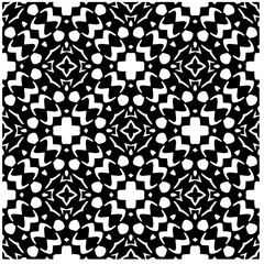 Vector pattern in geometric ornamental style. Black and white abstract background. Seamless repeat pattern.