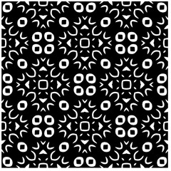 Vector pattern in geometric ornamental style. Black and white abstract background. Seamless repeat pattern.