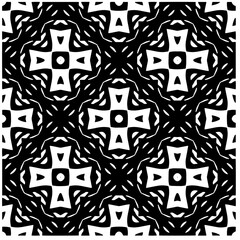 Vector pattern in geometric ornamental style. Black and white abstract background. Seamless repeat pattern.
