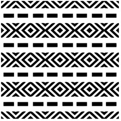 Vector pattern in geometric ornamental style. Black and white abstract background. Seamless repeat pattern.