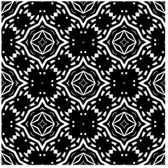 Vector pattern in geometric ornamental style. Black and white abstract background. Seamless repeat pattern.