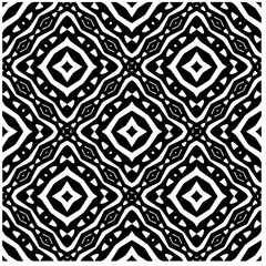 Vector pattern in geometric ornamental style. Black and white abstract background. Seamless repeat pattern.