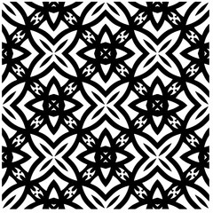 Vector pattern in geometric ornamental style. Black and white abstract background. Seamless repeat pattern.