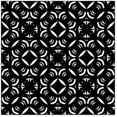 Vector pattern in geometric ornamental style. Black and white abstract background. Seamless repeat pattern.
