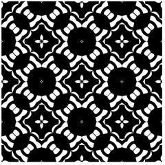 Vector pattern in geometric ornamental style. Black and white abstract background. Seamless repeat pattern.