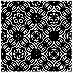 Vector pattern in geometric ornamental style. Black and white abstract background. Seamless repeat pattern.