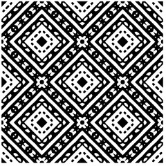 Vector pattern in geometric ornamental style. Black and white abstract background. Seamless repeat pattern.