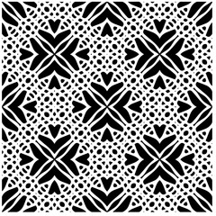 Fototapeta na wymiar Vector pattern in geometric ornamental style. Black and white abstract background. Seamless repeat pattern.