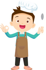 Cooking children boy Little kids making delicious food professional chef