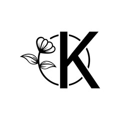letter k,l,m,n,o,p,q combine flower logo design template.