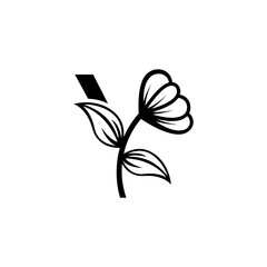 letter combine floral logo design template.
