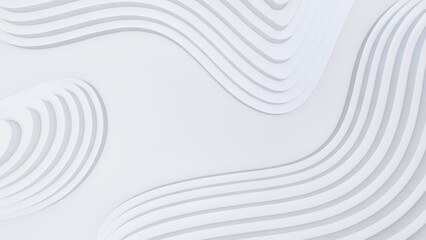 Abstract white background curved pattern in design 3d render