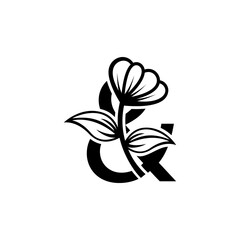 letter combine floral logo design template.