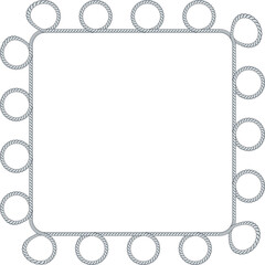 Square rope frame isolated on white background. Twisted cord.