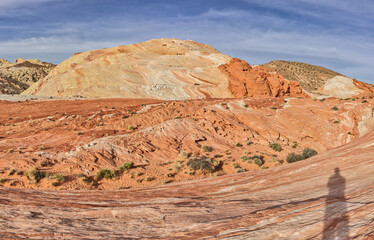 Fototapeta na wymiar Panorama of Valley of Fire Fire Wave in the Morning