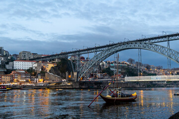 Porto, Portugal - December 07, 2022: views of the don luis iron bridge in the city of porto, portugal