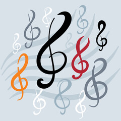 Treble clef. Music degree. Musical background. Note state