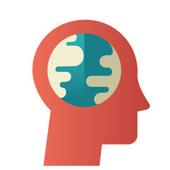 Green mind flat design style icon