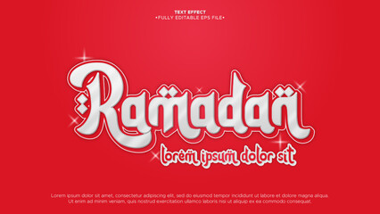 ramadan kareem vector editable text effect with metallic and steel effect