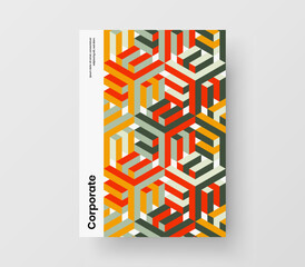Unique geometric shapes journal cover concept. Trendy annual report A4 design vector layout.