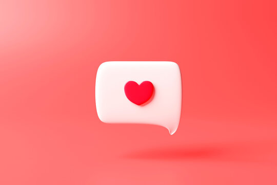 speech bubble with love sign in 3d rendering design.