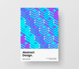 Creative geometric hexagons journal cover concept. Colorful flyer A4 vector design template.