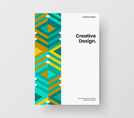 Premium geometric shapes book cover illustration. Vivid booklet A4 vector design template.