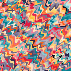 Psychedelic wavy seamless texture with mosaic effect