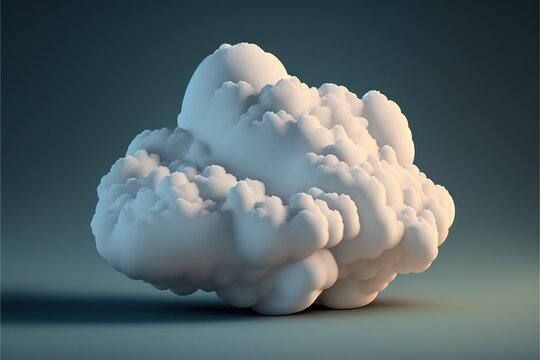 A Cloud Is Floating In The Air On A Gray Background With A Shadow On The Ground And A Black Background., Generative Ai