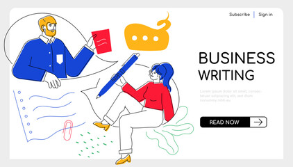 Fototapeta premium Business writing - modern colorful flat design style web banner
