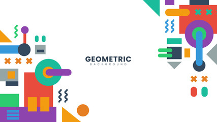 Modern geometric shape background. Abstract colorful with memphis ornament background. Suitable for banner, poster, brochure, flyer, or presentation background.