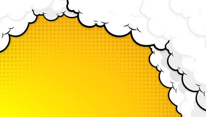 bright pop art comic background with halftone color and funny cloud vector