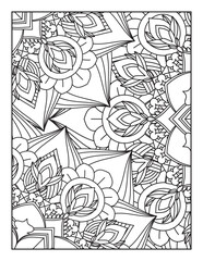 Fototapeta premium Floral Mandala Coloring Pages, Flower Mandala Coloring Page, Coloring Page For Adult 