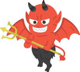 三又槍を持った、悪魔のイラスト